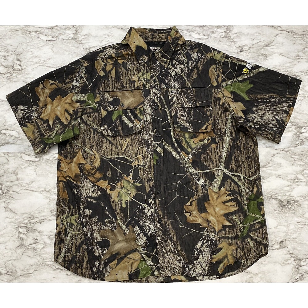 Guide Series Vented Fishing Hunting Mens Shirt‎ Size XL Camouflage Short Sleeve